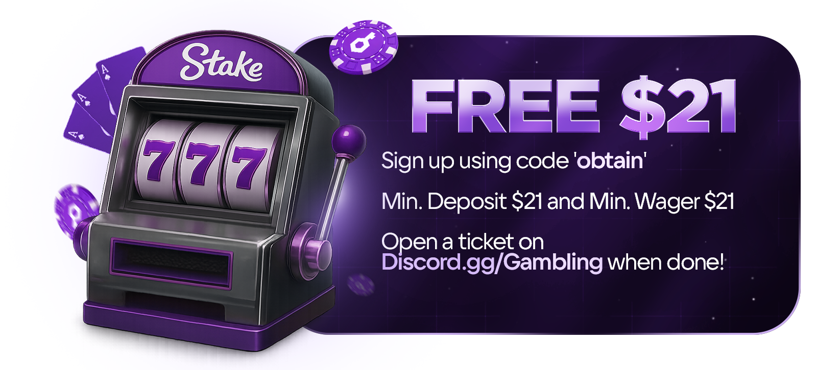 Free $21 bonus - Sign up using code obtain
